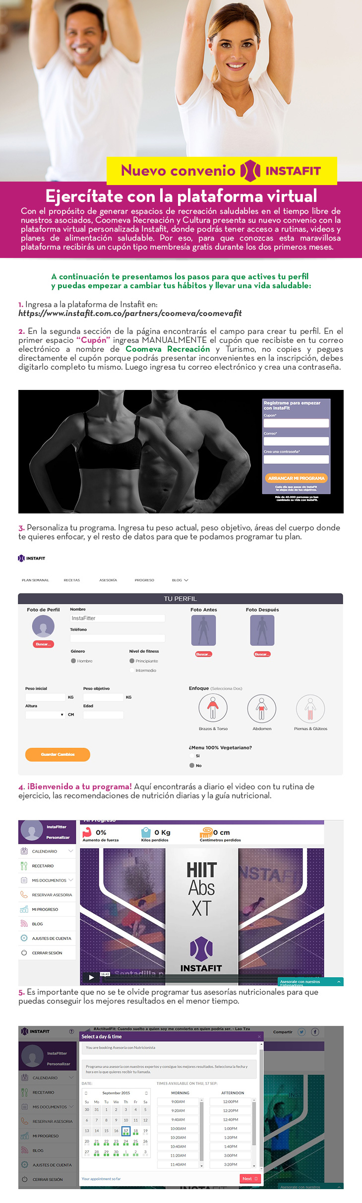 Nuevo convenio con Instafit Ejerc�tate con la plataforma virtual